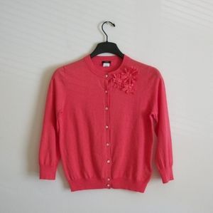 J. Crew Cotton Cashmere Bouquet Cardigan in Tea Rose Size Small